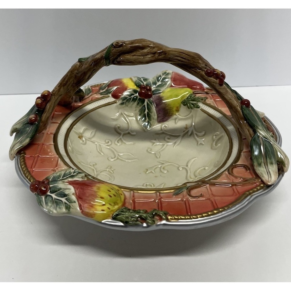 Fitz And Floyd Enchanted Holiday Bowl W/Handle Vintage And Discontinued.
